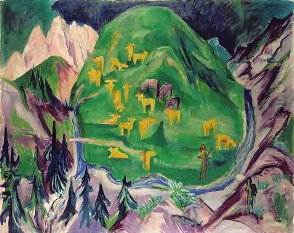 Field of Livestock Oil Painting by Ernst Ludwig Kirchner