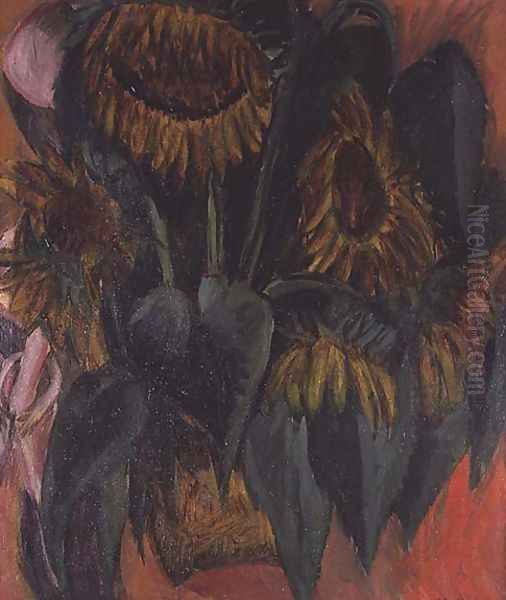 Sunflowers Oil Painting by Ernst Ludwig Kirchner