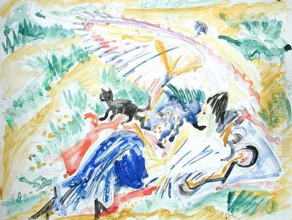 Sunbathing Oil Painting by Ernst Ludwig Kirchner