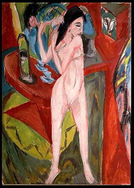 Nude Woman Combing Her Hair Oil Painting by Ernst Ludwig Kirchner