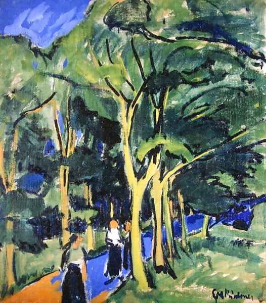 Waldstrasse Oil Painting by Ernst Ludwig Kirchner