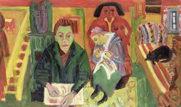 The Living Room 2 Oil Painting by Ernst Ludwig Kirchner