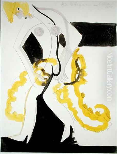 Dancer with a Yellow Shawl Oil Painting by Ernst Ludwig Kirchner