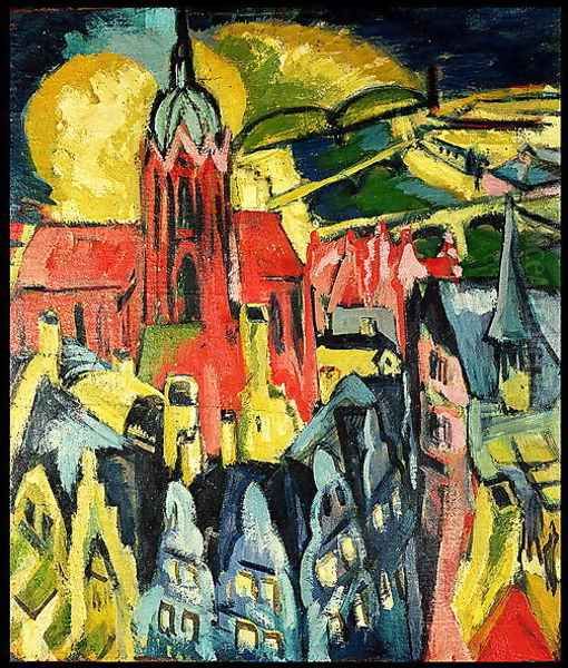 Frankfurt Cathedral Oil Painting by Ernst Ludwig Kirchner