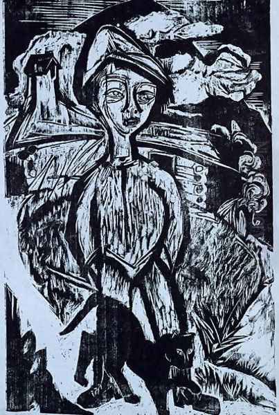 Mountain lad in Storm Oil Painting by Ernst Ludwig Kirchner