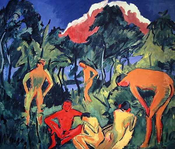 Nudes in the Sun Moritzburg Oil Painting by Ernst Ludwig Kirchner