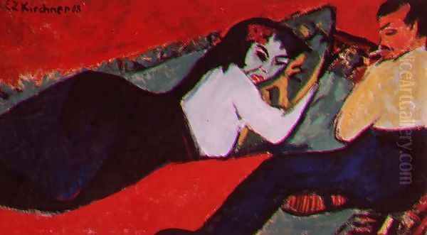 Recumbent Woman Oil Painting by Ernst Ludwig Kirchner