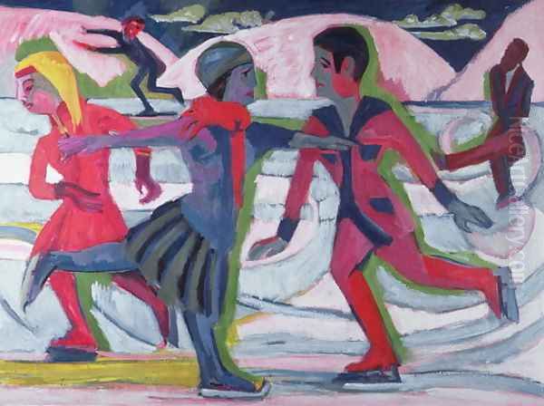 Ice Skaters Oil Painting by Ernst Ludwig Kirchner