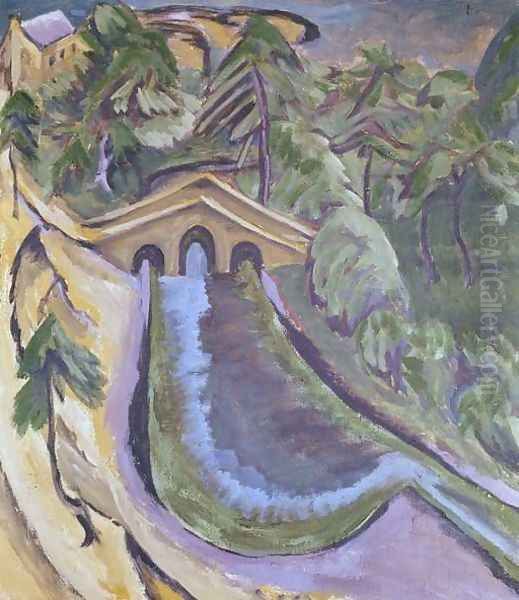 Taunus Valley Small Bridge in the Woods Oil Painting by Ernst Ludwig Kirchner