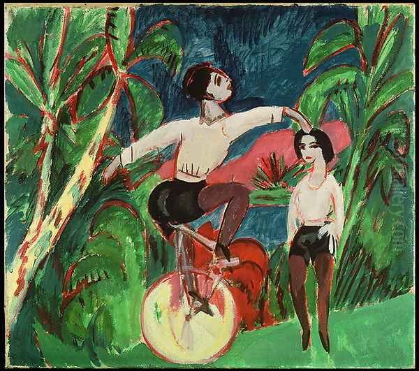 Unicycle Rider Oil Painting by Ernst Ludwig Kirchner