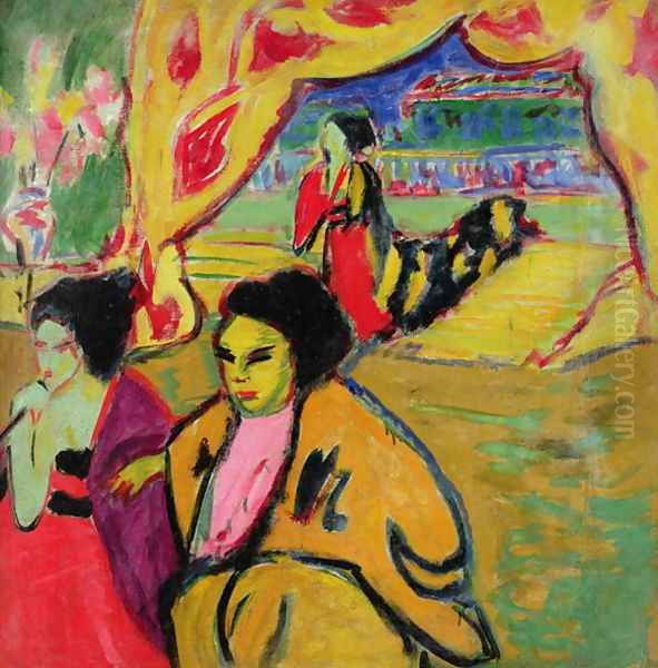 Japanese Theatre Oil Painting by Ernst Ludwig Kirchner