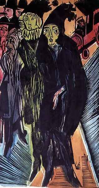 Street Scene Oil Painting by Ernst Ludwig Kirchner