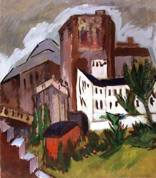 Towerblocks Oil Painting by Ernst Ludwig Kirchner