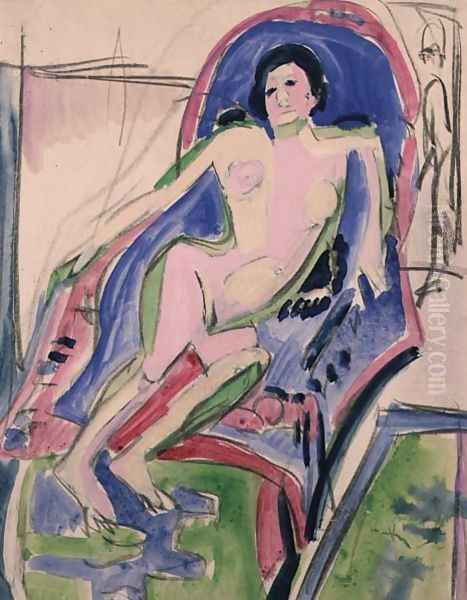 Reclining Nude Oil Painting by Ernst Ludwig Kirchner