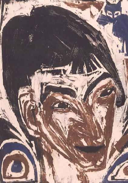 Portrait of Otto Mueller 1874-1930 Oil Painting by Ernst Ludwig Kirchner