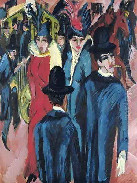 Berliner Strassenszene Oil Painting by Ernst Ludwig Kirchner