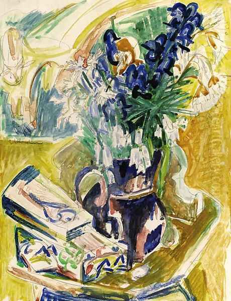 Stilleben mit Blumenvase Oil Painting by Ernst Ludwig Kirchner