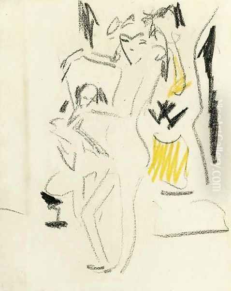 Stehende Franzi im Atelier Oil Painting by Ernst Ludwig Kirchner