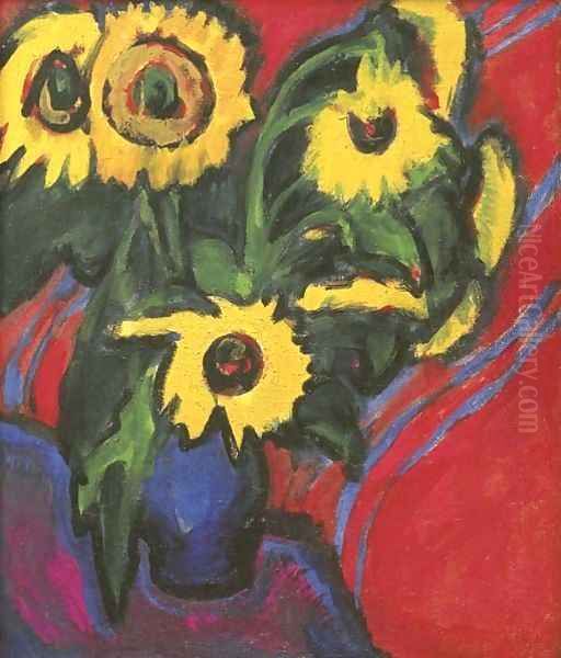 Sonnenblummen Oil Painting by Ernst Ludwig Kirchner