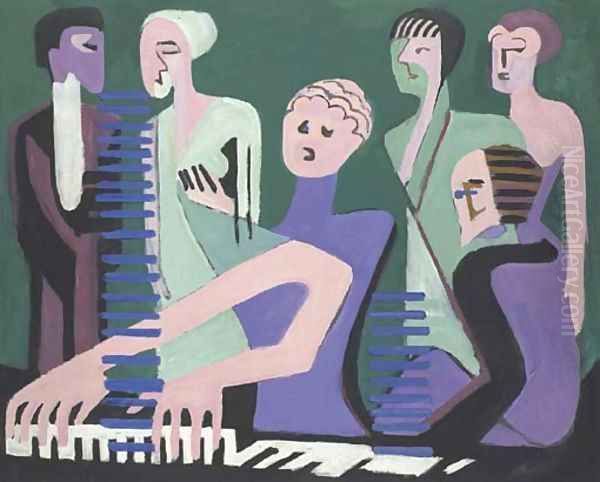 Cantatrice au piano or Pianistin Oil Painting by Ernst Ludwig Kirchner