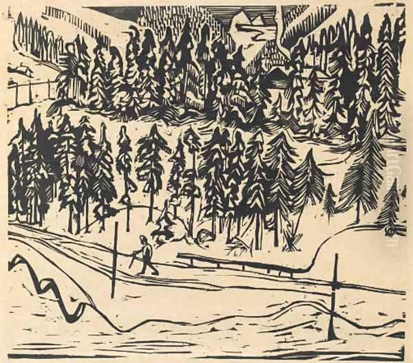 Sertigweg im Winter, 1927 Oil Painting by Ernst Ludwig Kirchner