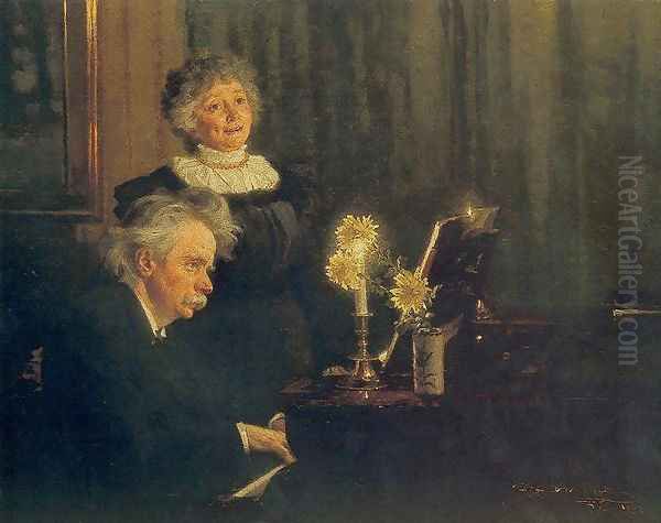 Nina y Edvard Grieg Oil Painting by Peder Severin Kroyer