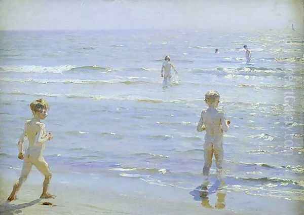 Baño de muchachos Oil Painting by Peder Severin Kroyer