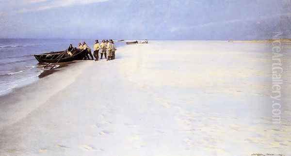 Fishermen on the Beach at Skagen Oil Painting by Peder Severin Kroyer