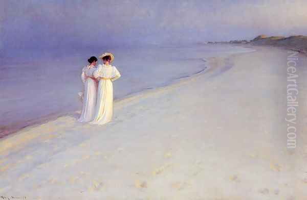 Tade de verano en la playa Oil Painting by Peder Severin Kroyer