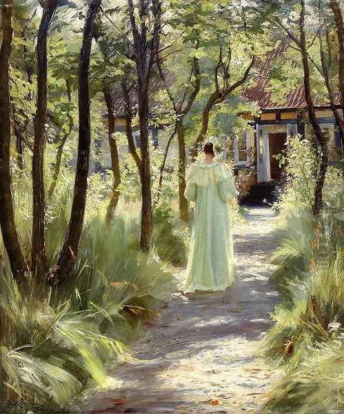 Marie En El Jardin Oil Painting by Peder Severin Kroyer