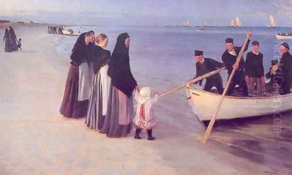 Pescadores en Skagen Oil Painting by Peder Severin Kroyer