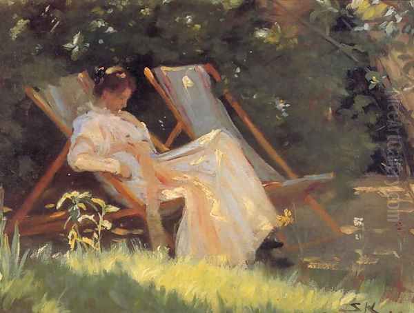 Marie En El Jardin2 Oil Painting by Peder Severin Kroyer