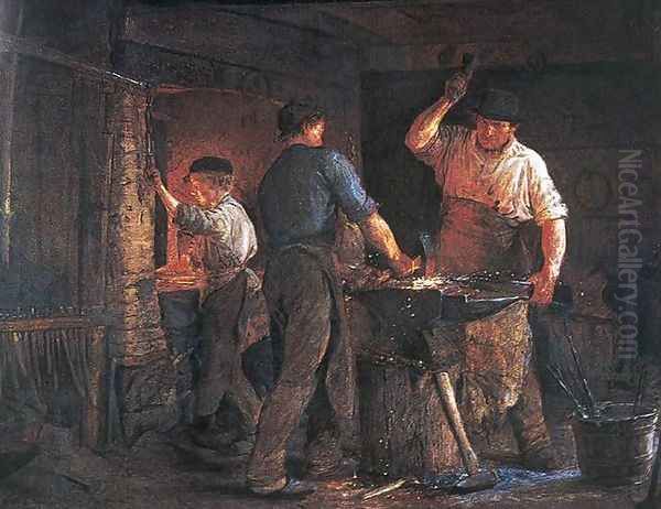 Blacksmith at Hornbaek Oil Painting by Peder Severin Kroyer