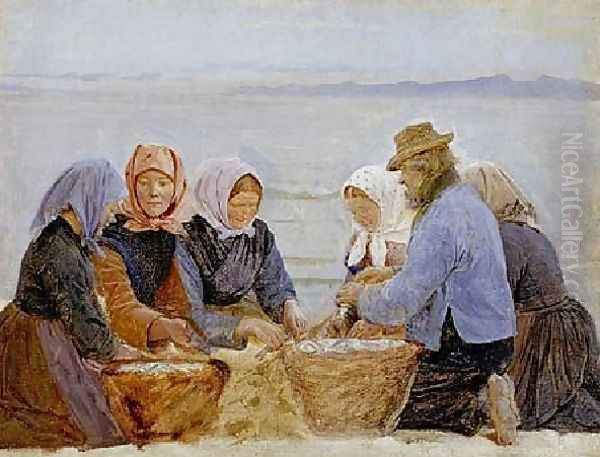 Mujeres Y Pescadores De Hornbaek3 Oil Painting by Peder Severin Kroyer