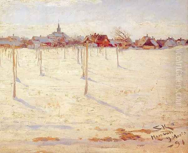 Hornbaek en invierno Oil Painting by Peder Severin Kroyer