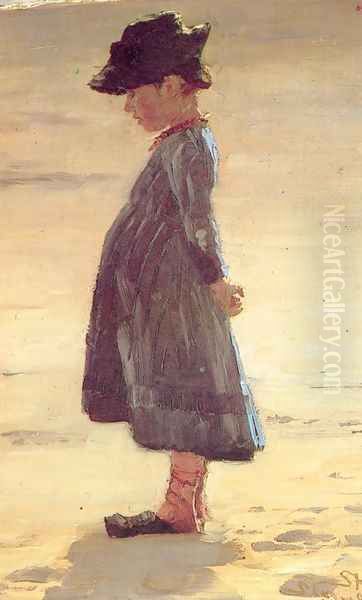 Niña en la playa Oil Painting by Peder Severin Kroyer