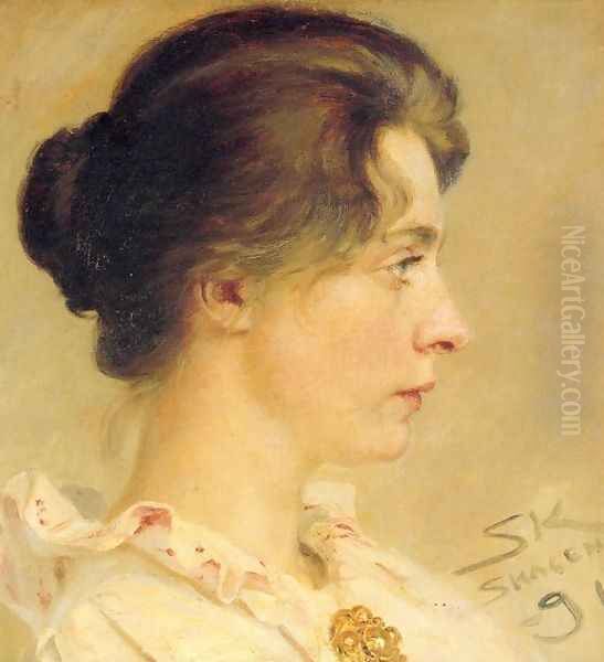 Marie de perfil Oil Painting by Peder Severin Kroyer