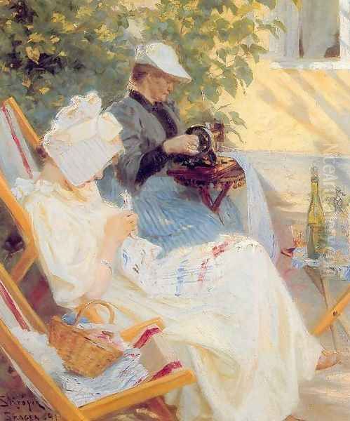 Marie y su madre en el jardín Oil Painting by Peder Severin Kroyer