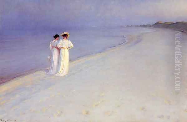 Summer Evening at Skroger Beach Oil Painting by Peder Severin Kroyer