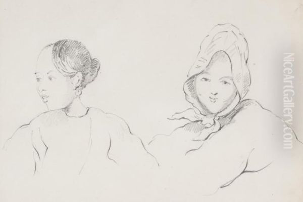 Female Head And Shoulder Studies Oil Painting by George Chinnery