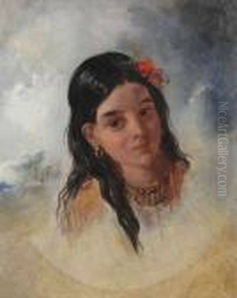 'study Of An Indian Girl' Oil Painting by George Chinnery