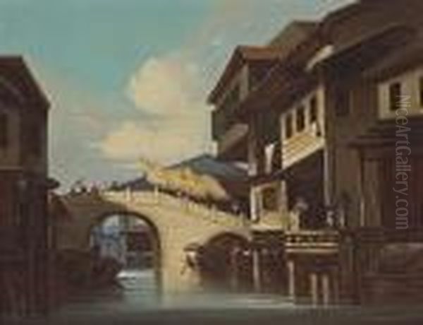 Bridge At Honan, Canton Oil Painting by George Chinnery