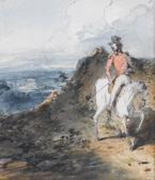 Captain Booth Rides Off To Join His Regiment,an Illustration To Fielding's Oil Painting by George Chinnery