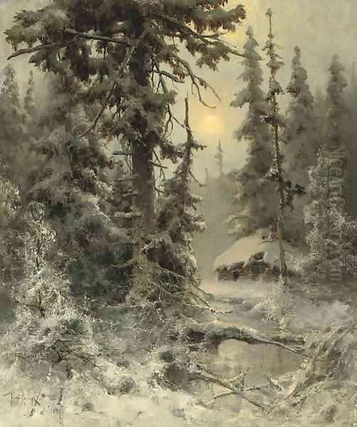 After the snowfall Oil Painting by Iulii Iul'evich (Julius) Klever