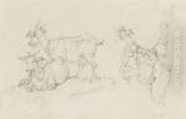 Study Of An Ox And Cart Oil Painting by George Chinnery