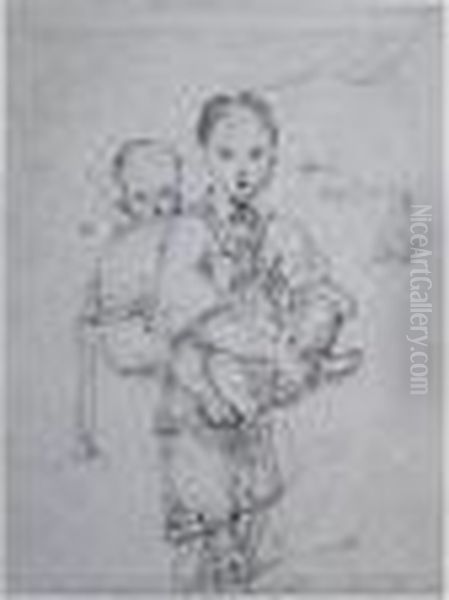 Mother And Child Oil Painting by George Chinnery