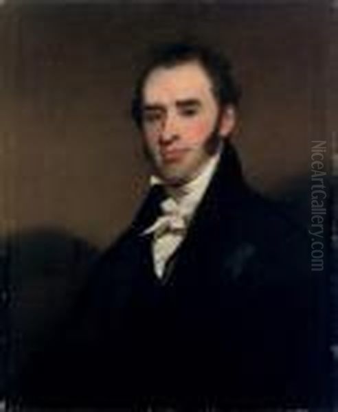 Portrait Of A Gentleman, Seated, Half Length Oil Painting by George Chinnery