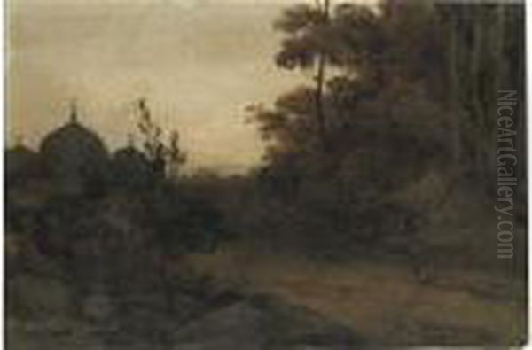 A Bengal Landscape, Dusk Oil Painting by George Chinnery