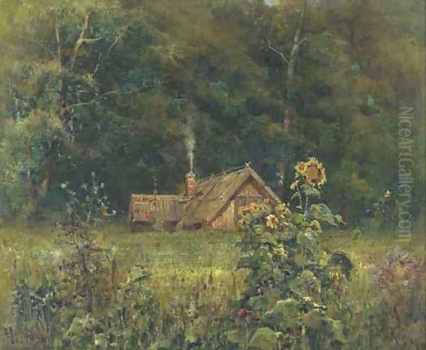 Cottage in the forest Oil Painting by Iulii Iul'evich (Julius) Klever