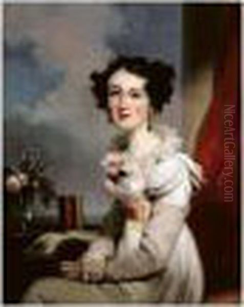 Portrait Of A Lady, Said To Be A Member Of The Jardine Family Oil Painting by George Chinnery